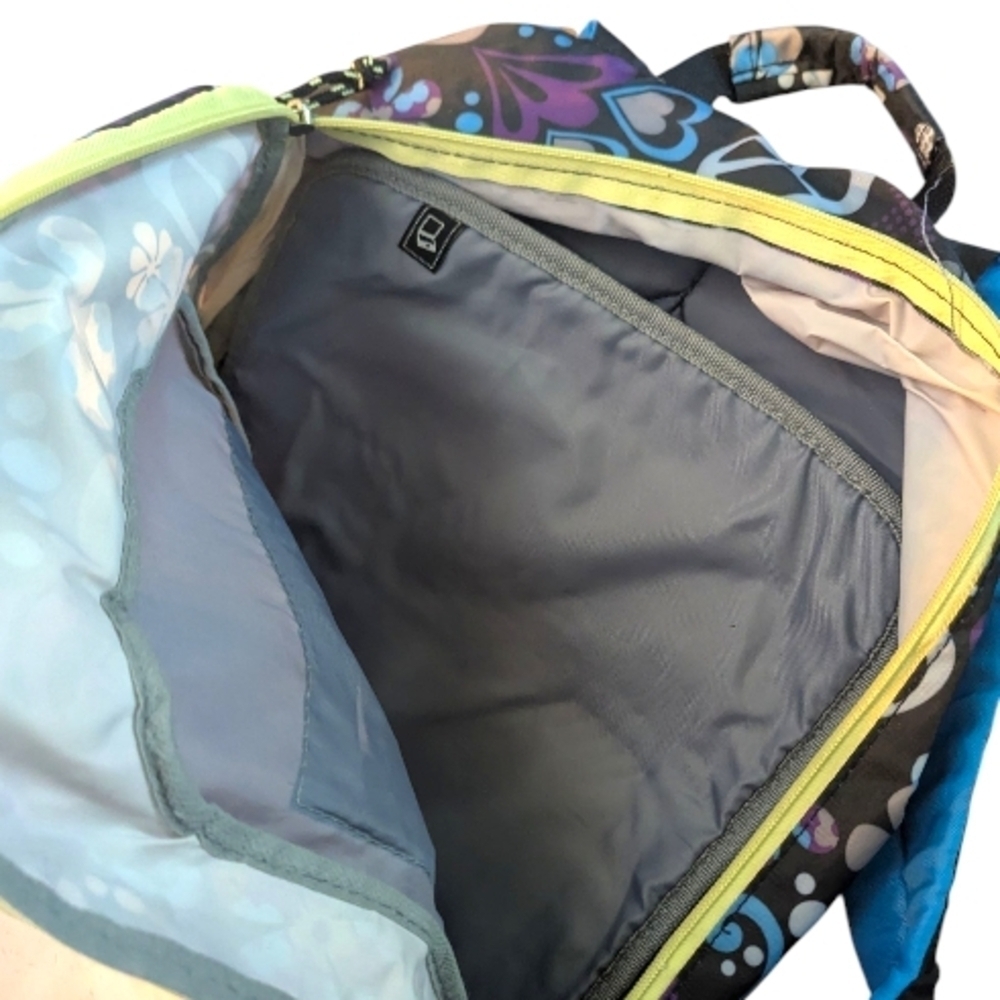 NWOT Fuel Floral Peace Sign Backpack w Laptop Pocket Water Resistant - Picture 2 of 4